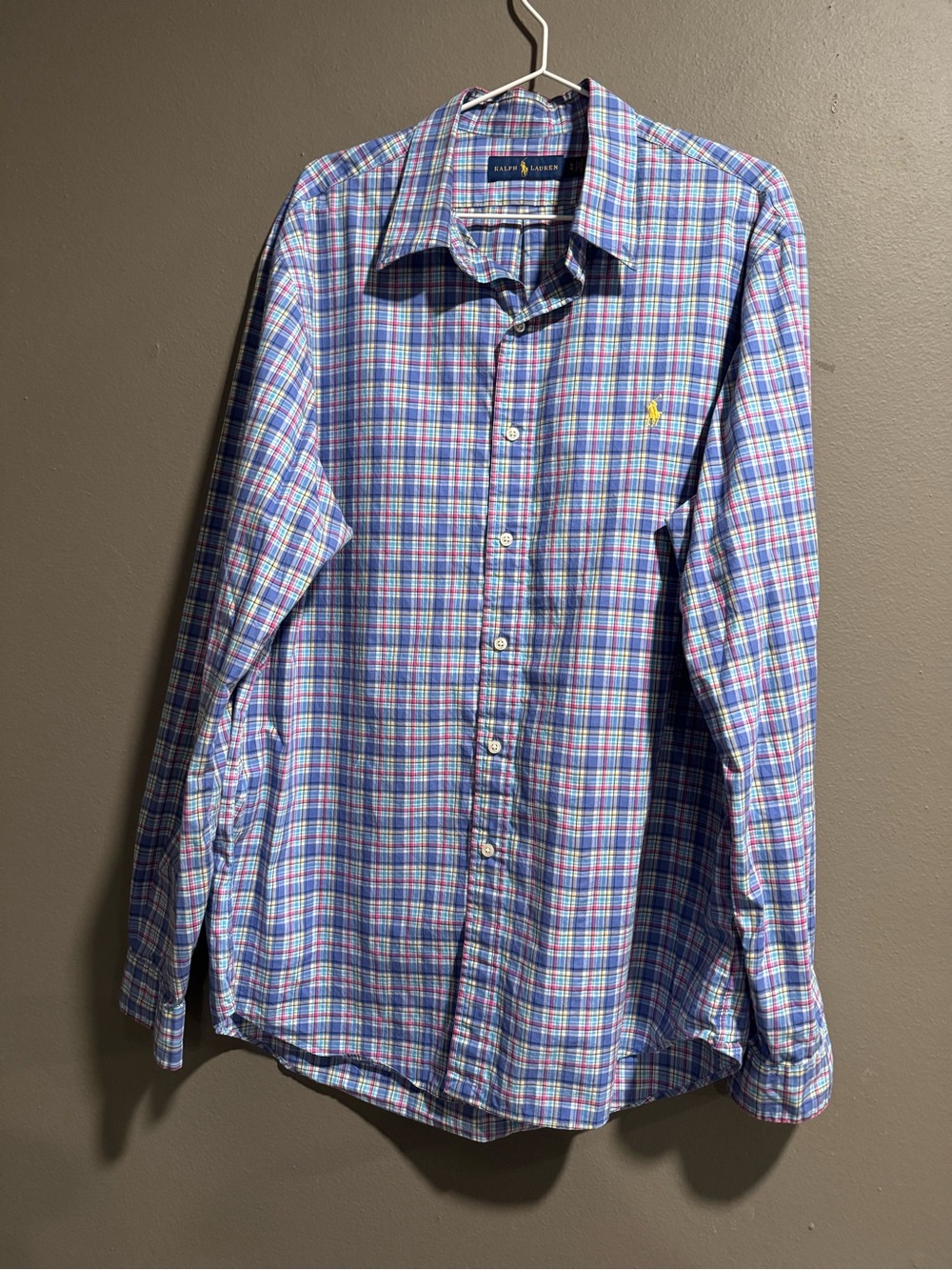 Ralph Lauren Men’s Blue & Pink Plaid Button-Down Shirt